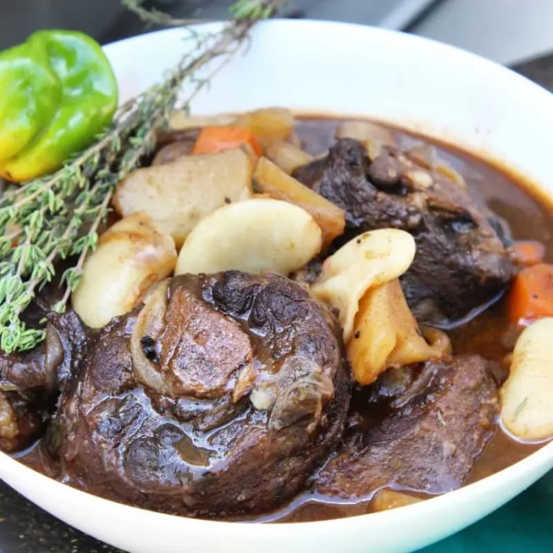 Oxtail with broad beans, a Jamaican main