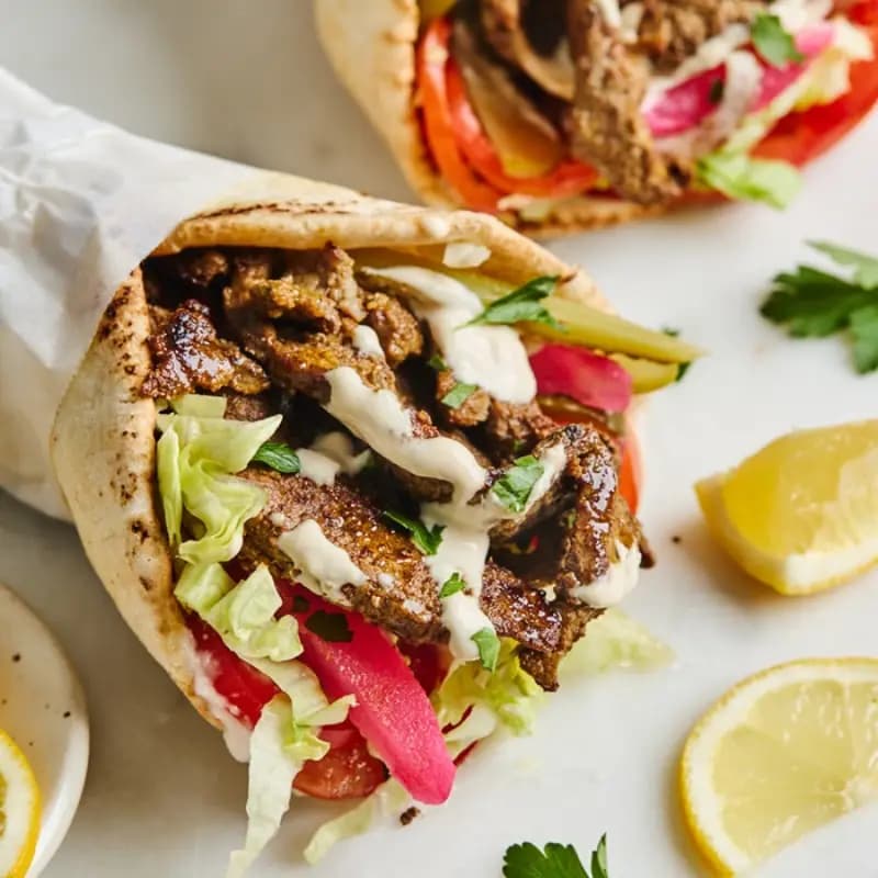 Shawarma chuck roast wrap, a Middle Eastern main