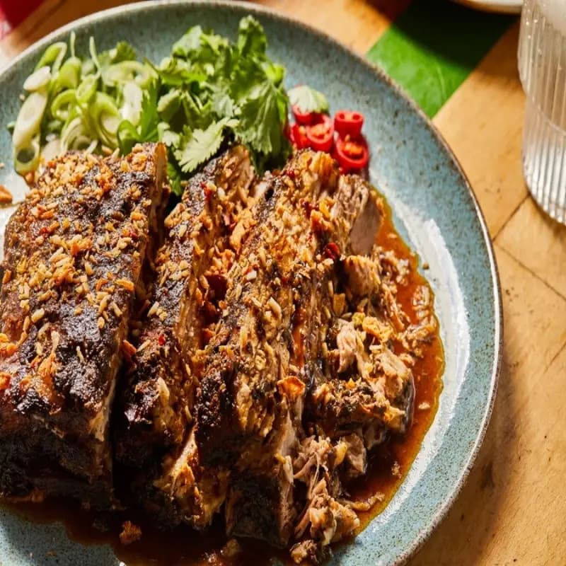 Slow-cooked, Wadadli-spiced Cubano pork belly